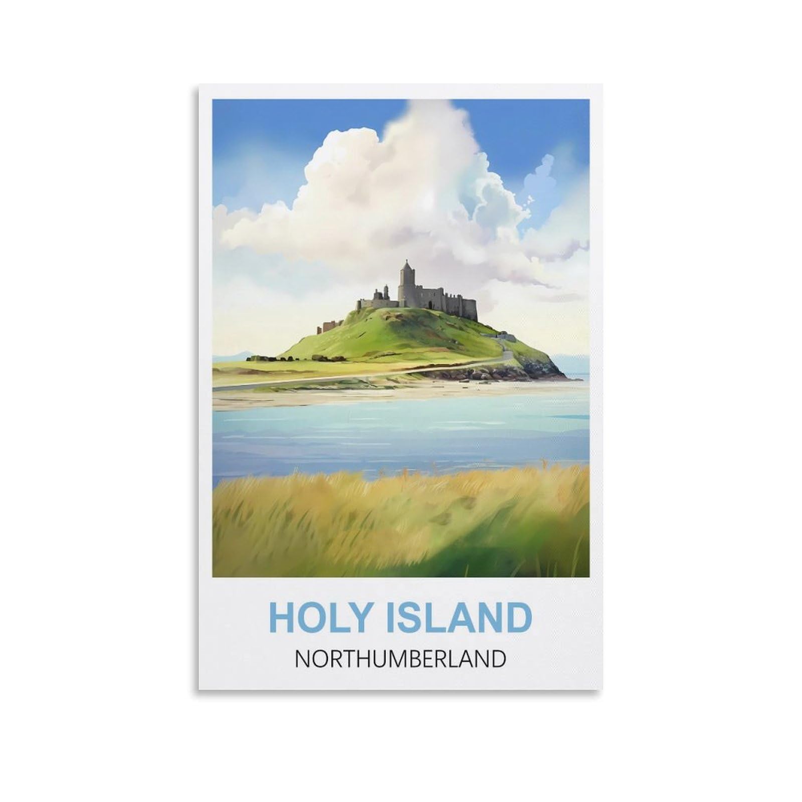 Ezmlfa A225 Diy Painting By Number Kits，Holy Island Northumberland For Adults Beginner Canvas Acrylic Arts Craft For Home Wall Decor Drawing 40X50cm