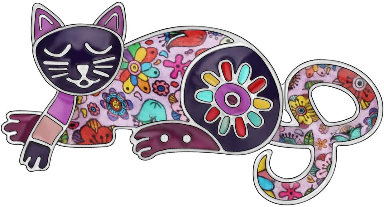 NEWEI Cat Brooch Pins for Women Girls Jacket Bag Charms Cat Pins Jewelry Gifts