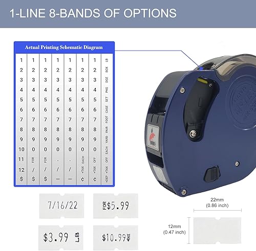 Miniatura 2 de Motex MX-5500 Nueva versión 1 línea 8 dígitos precio etiqueta pistola  1,000 etiquetas adhesivas blancas precargadas y tinta precargada con 1