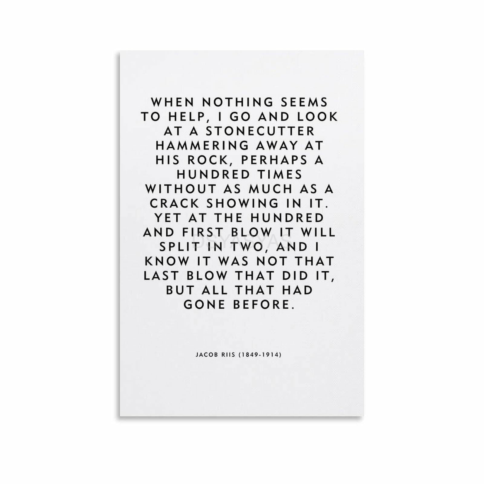The Stonecutter Quote by Jacob Riis - Inspirational Perseverance Success Motivational Poster(Framed,12x18inch(30x45cm))