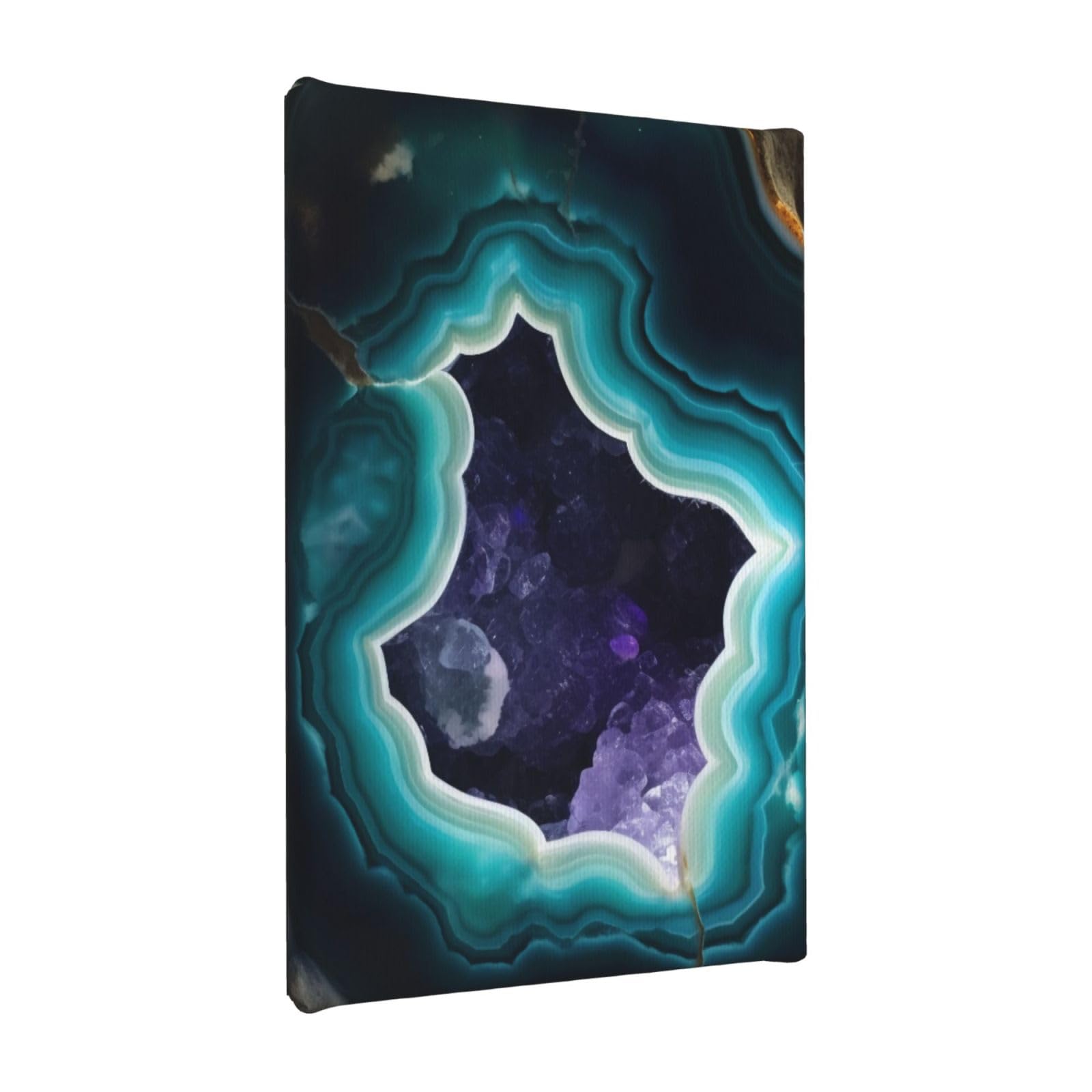 Ykljg Teal Agate Printed Wall Art Canvas Painting 20X30 Cm Wooden Framed Picture Painting Artwork Prints For Bedroom Kitchen Home Office Decor