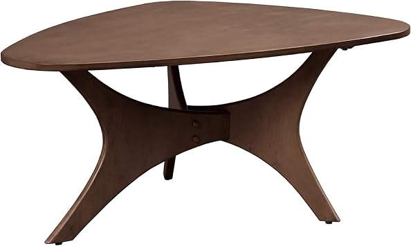 INK+IVY Blaze Triangle Wood Coffee Table Plywood with Wood Veneer Legs, Mid-Century Modern, Easy Assembly, Accent Furniture For Living Room, Minimalist Decor, Brown
