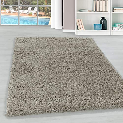 Teppium Moderner Hochflor Teppich Läufer Flur 80 x 150 cm Natur - Shaggy Flauschiger Teppich, Extra...