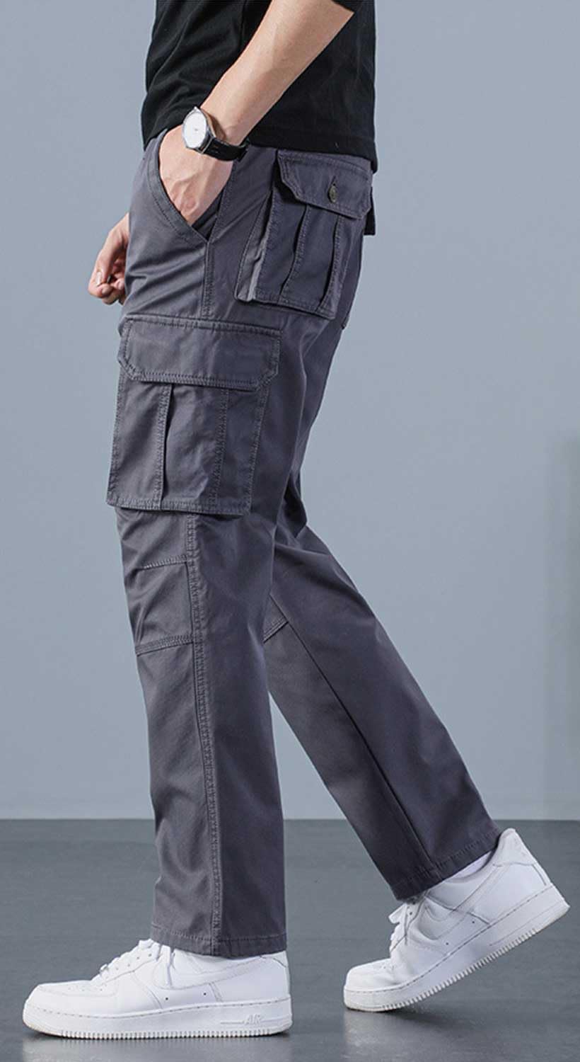 HUNGSON Mens Casual Hiking Pants Cotton Drawstring Fashion Cargo Pants