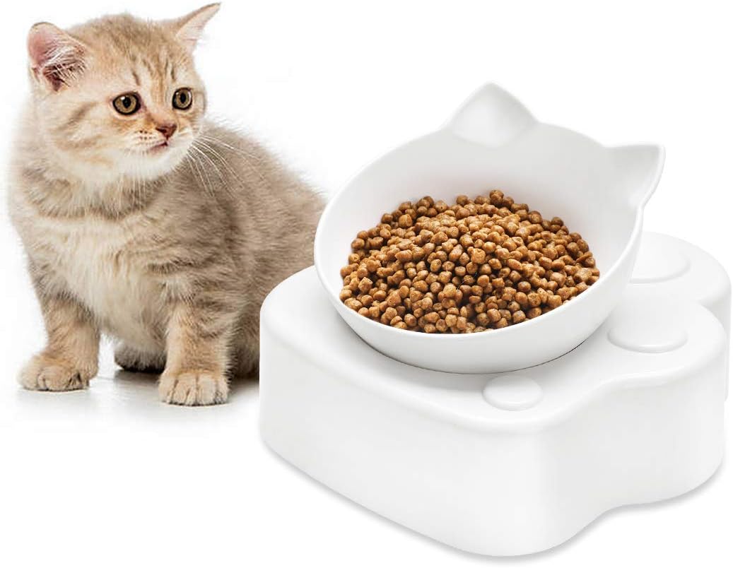 Legendog Elevated Cat Bowl: Cat Bowls Cat Food Bowls Cat Water Bowl 0-15°Adjustable Cat Bowl with Stress-Free for Kitten/Cat