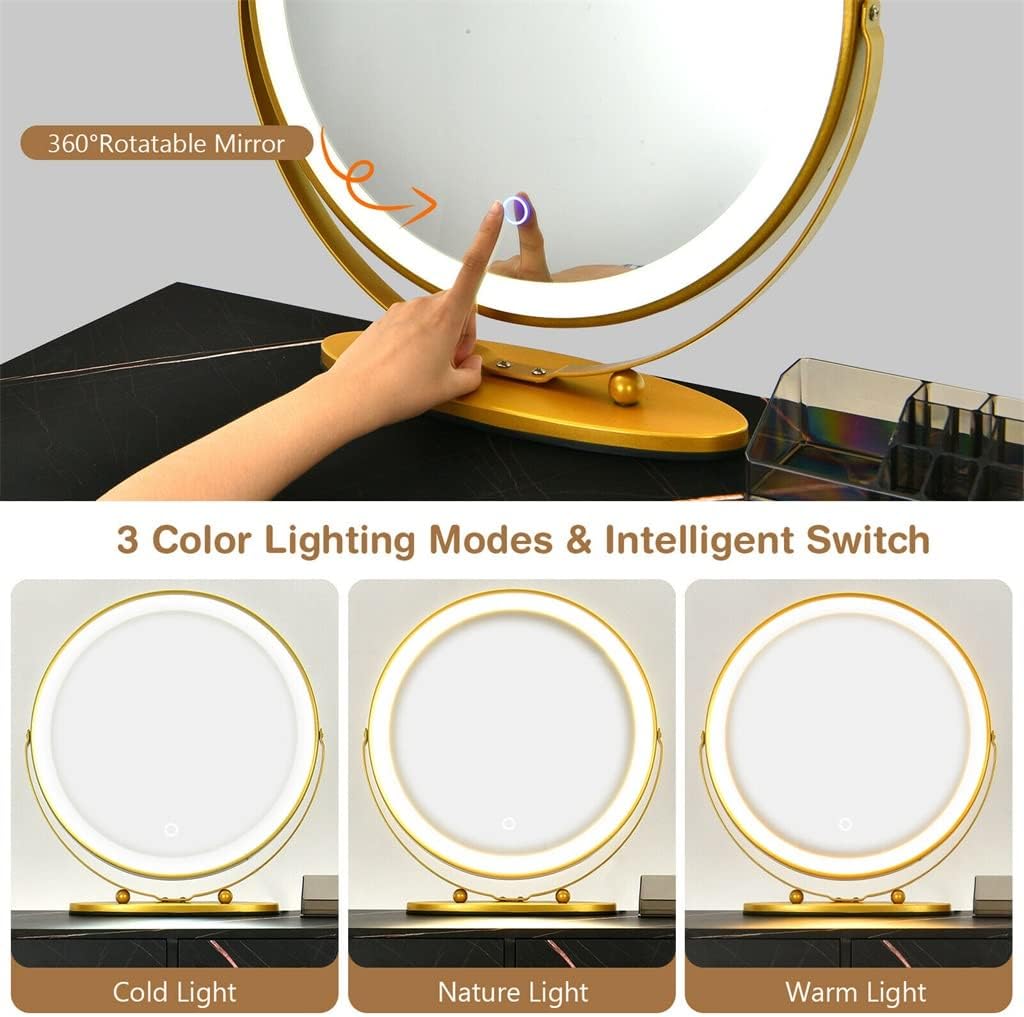 Dresser Stool Set Dimmer LED Mirror Large Cabinet Drawer Dressing Table Bedroom Furniture (Color : D, Size : 31.5"x16"x30")