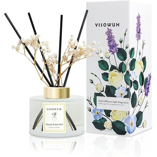 Reed Diffuser Set,5.07 fl oz (150 ml) - Ocean & Sea Salt Oil Diffusers with 8 Reed Sticks,Home Fragrance Reed Diffuser for Bathroom Shelf Decor