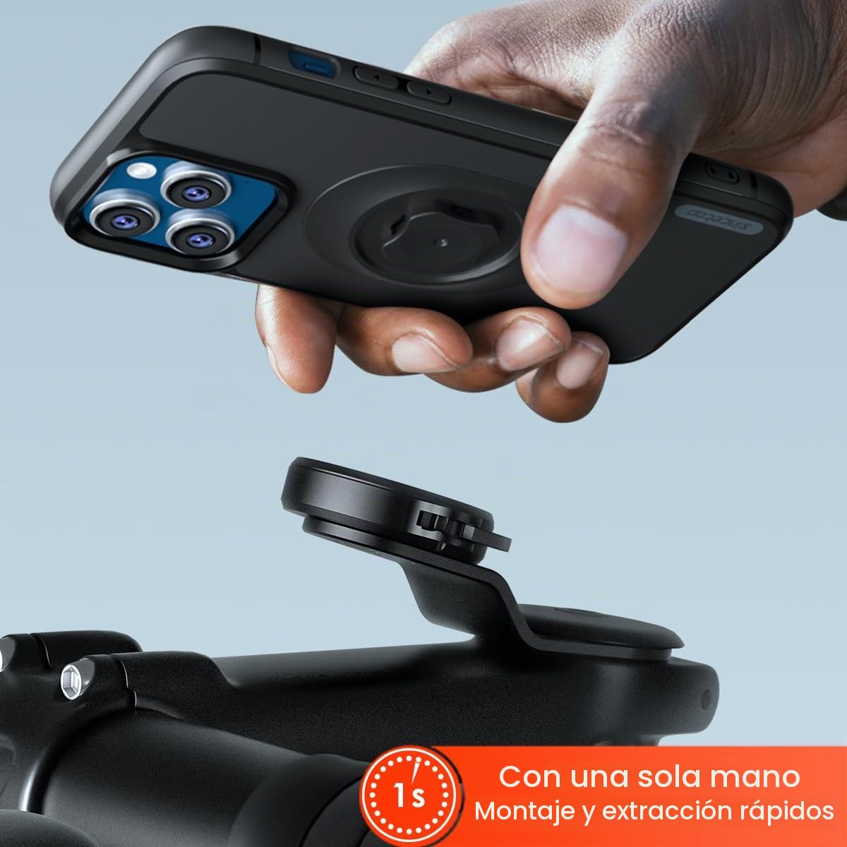 Soporte Movil Bicicleta Montaña, Sincetop Soporte Movil Bici con Adaptador y Ultra Bloqueo, Mejorado Aluminio Porta Movil Bicicleta Universal para iPhone 14 13 Pro MAX Plus Samsung y Otros Telefono