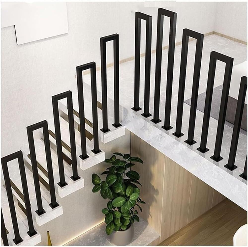 Handrails for Indoor Stairs,Black U-Shaped Stairs Handrail,1.1/1.4/1.8/2.1/2.4/2.7/2.9/3.1/3.3FT Non-Slip Hand Rail Guardrail, for Loft Villas Corridor Porch Steps(55CM/1.8FT)