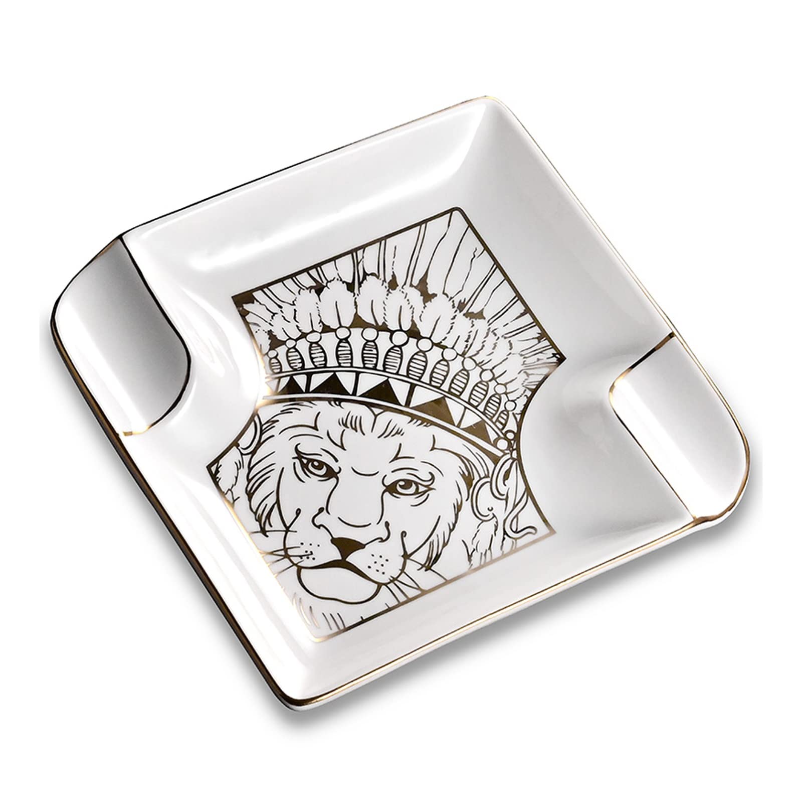 Sdgeryeeg White Ashtray， Luxury Cigar Creative Ceramic Ash Holder For Smokers, Desktop Smoking Tray For Home Office Decoration Ornament Gift(White)