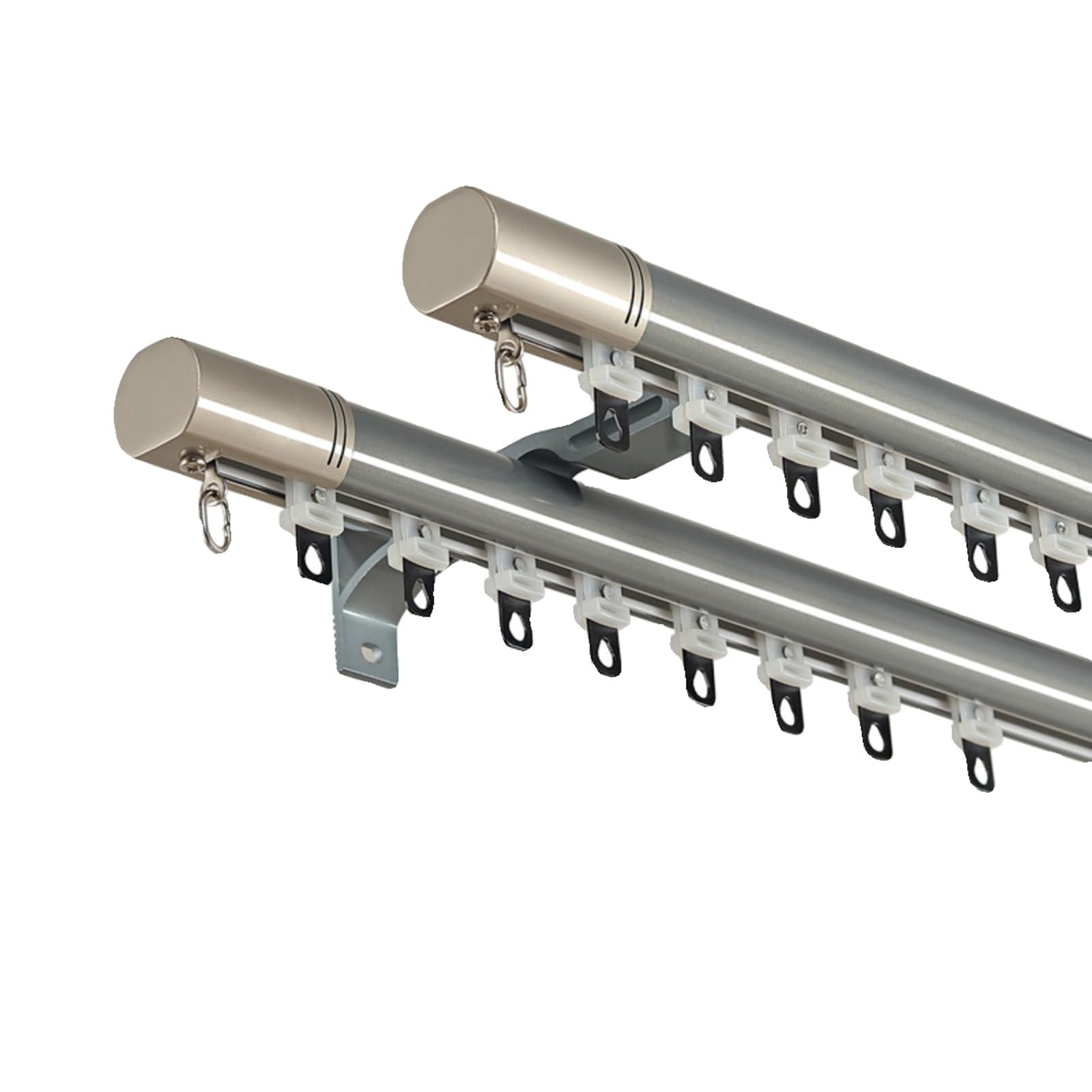 Tringle à rideaux double coulissante pour suspendre tissu lourd