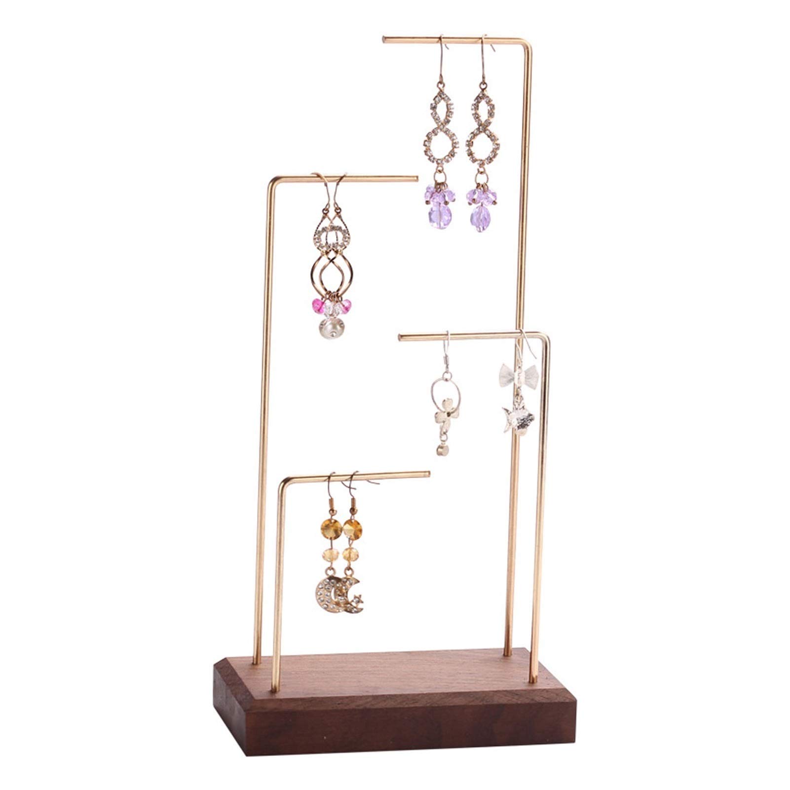 HDBCYUAZ Jewelry Stand Display Modern Metal 4 Tier Tabletop Organizer Tree Rack for Hanging Pendant Earring Bracelet Rings Accessories(Bruin)