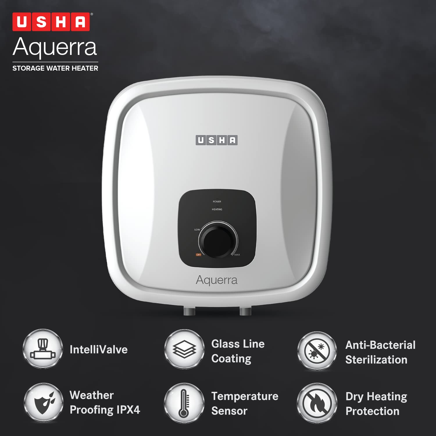Usha Aquerra 10 Litre 5 Star Storage Water Heater (White), Wall Mounting :  Amazon.in: Home u0026 Kitchen