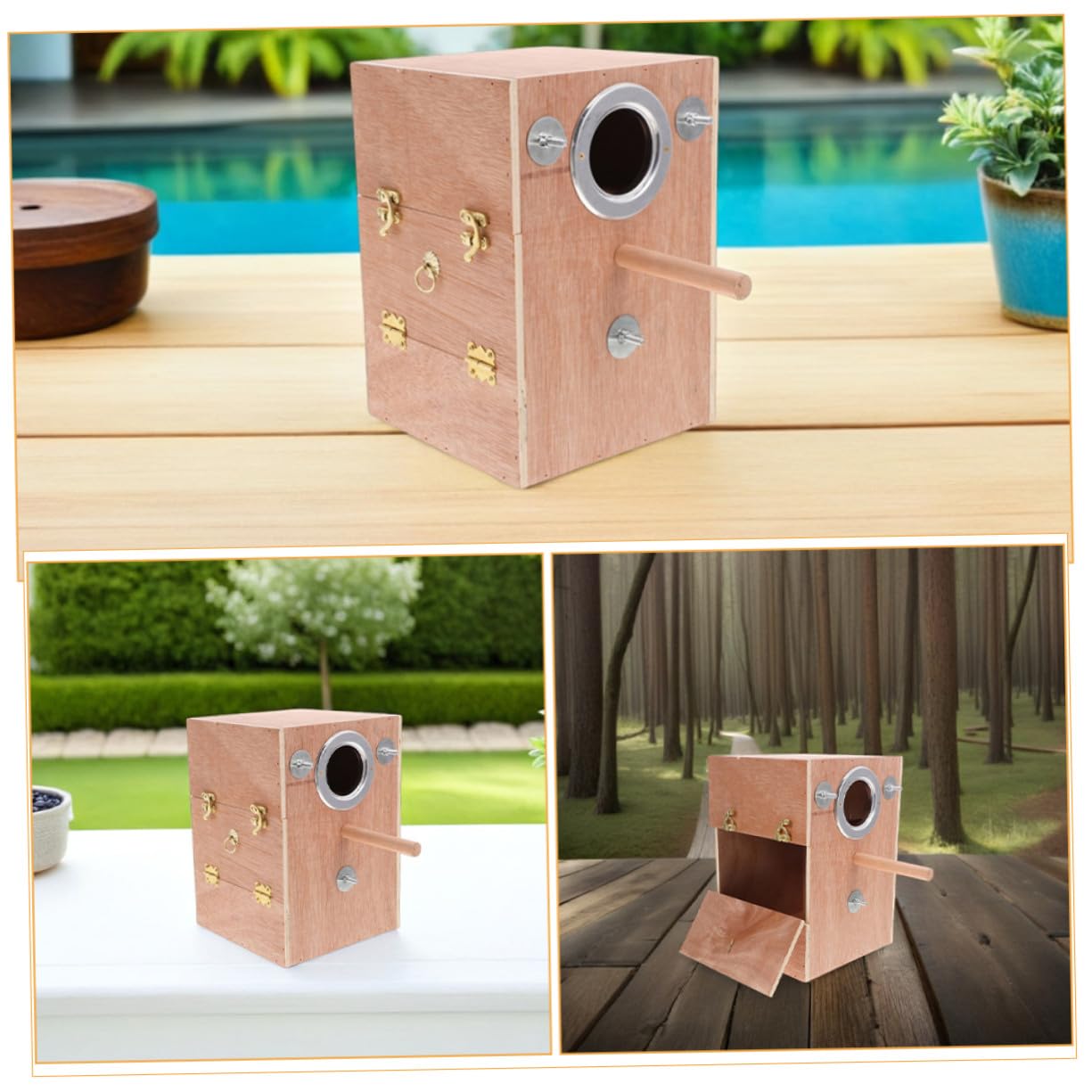 Nido de crianza de Conure Bird House con Perca casa de pájaros de Madera para casa de pájaros de alumno de Perchas Nestante de con Perca