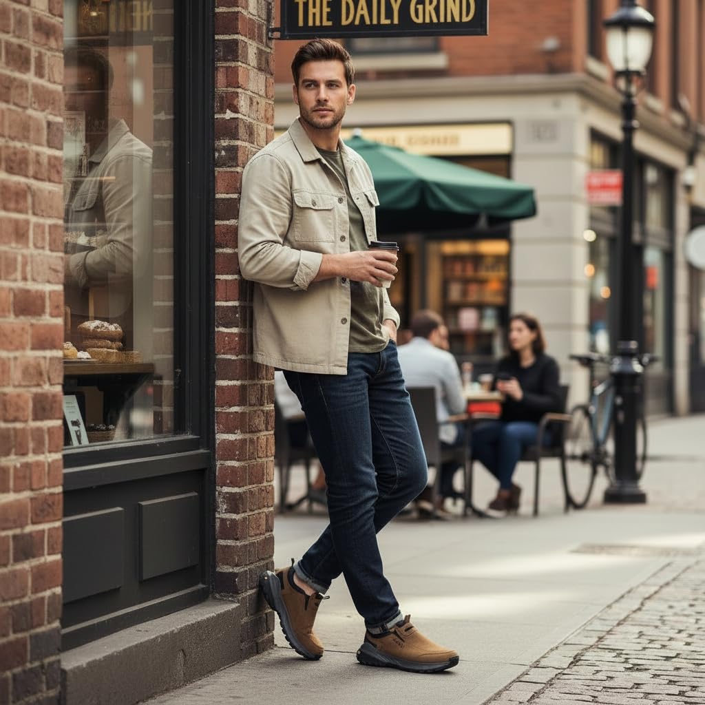 FitVille Scarpe da Escursionismo Uomo Extra Larghe Senza Chiusura Sneaker Casual Slip-on Scarpe Camminata Senza Lacci