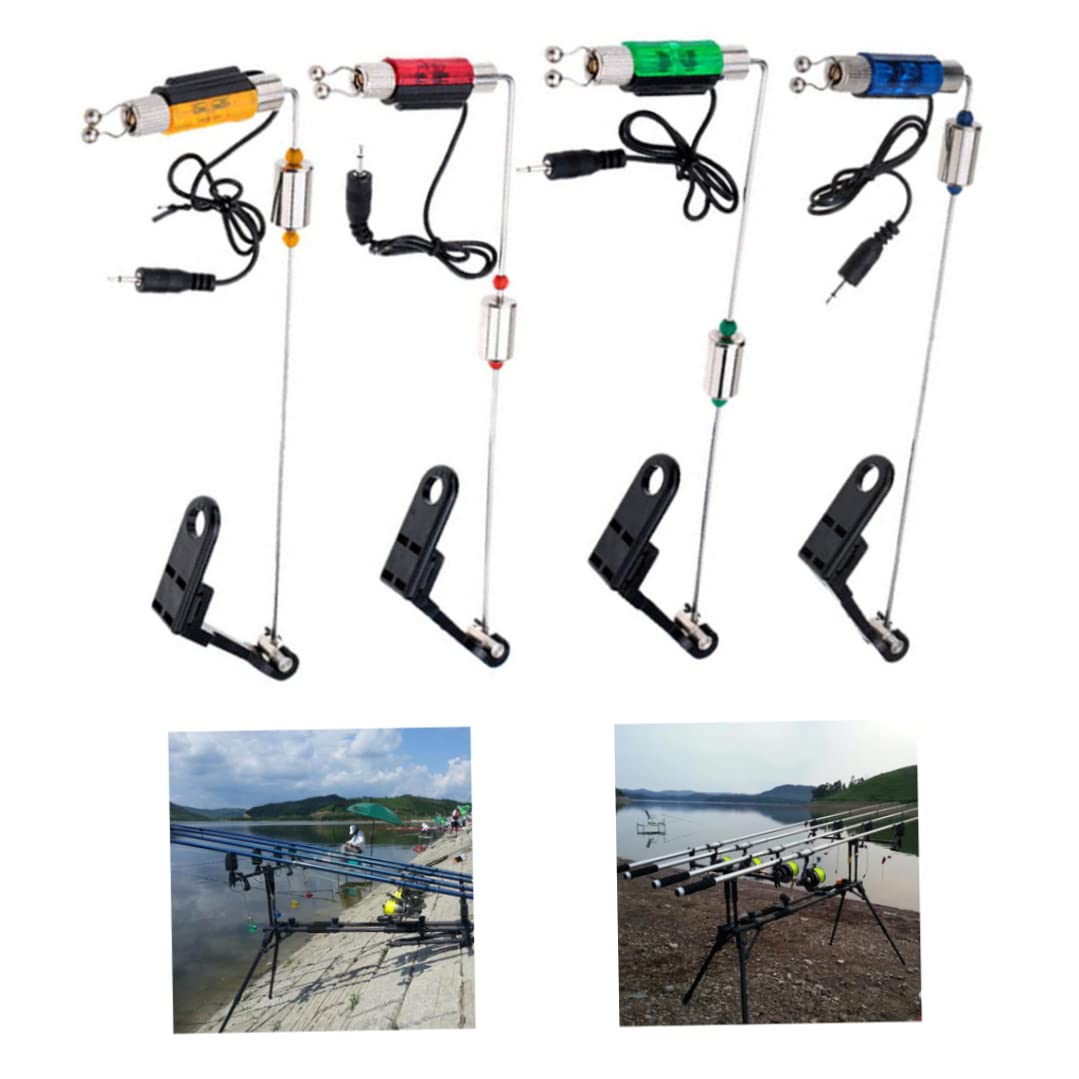 Lot de 4 indicateurs de touche lumineux pour pêche à la carpe avec poignée rigide