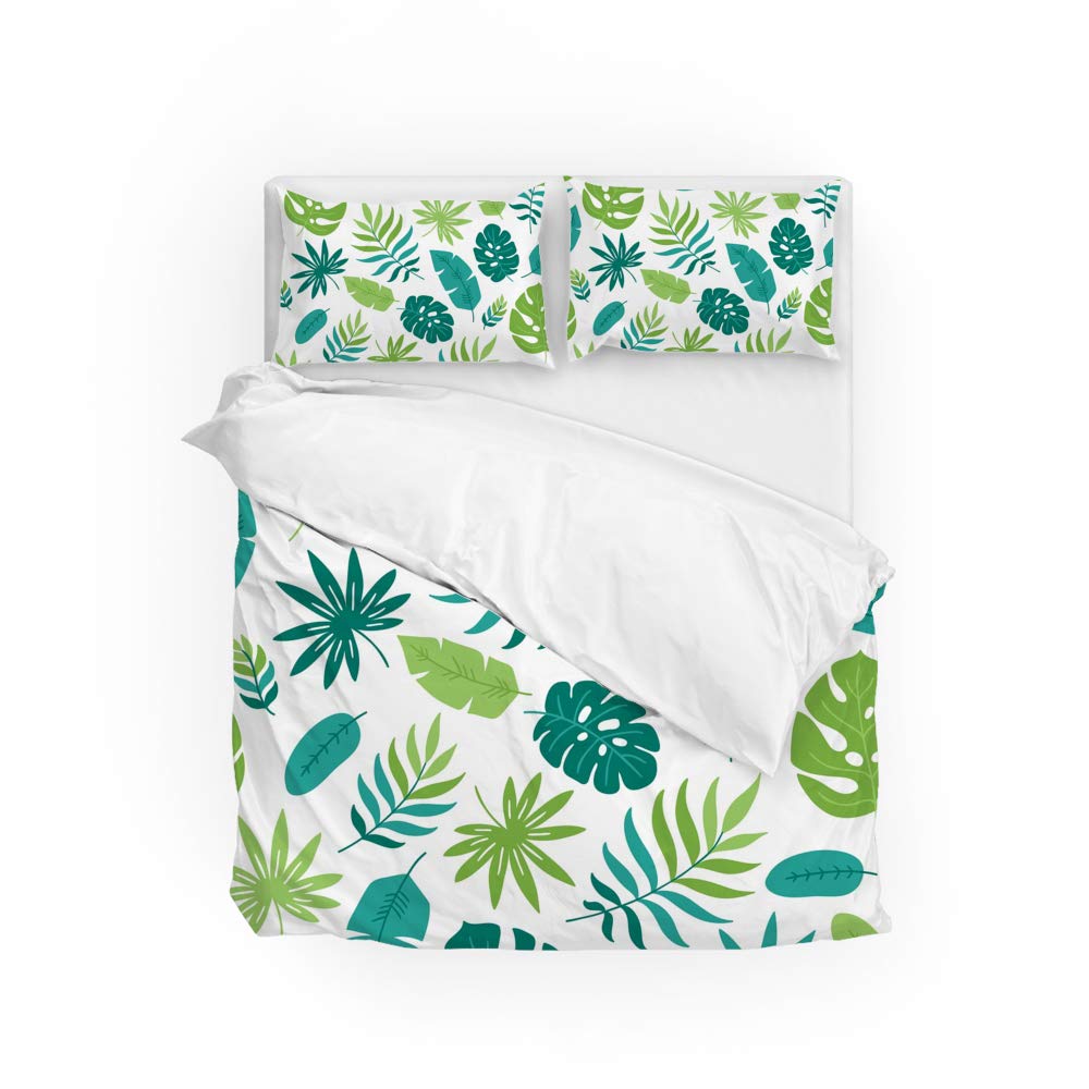 Parure de lit housse de couette CHEHONG finitions soignées imprimé tropical vert de qualité