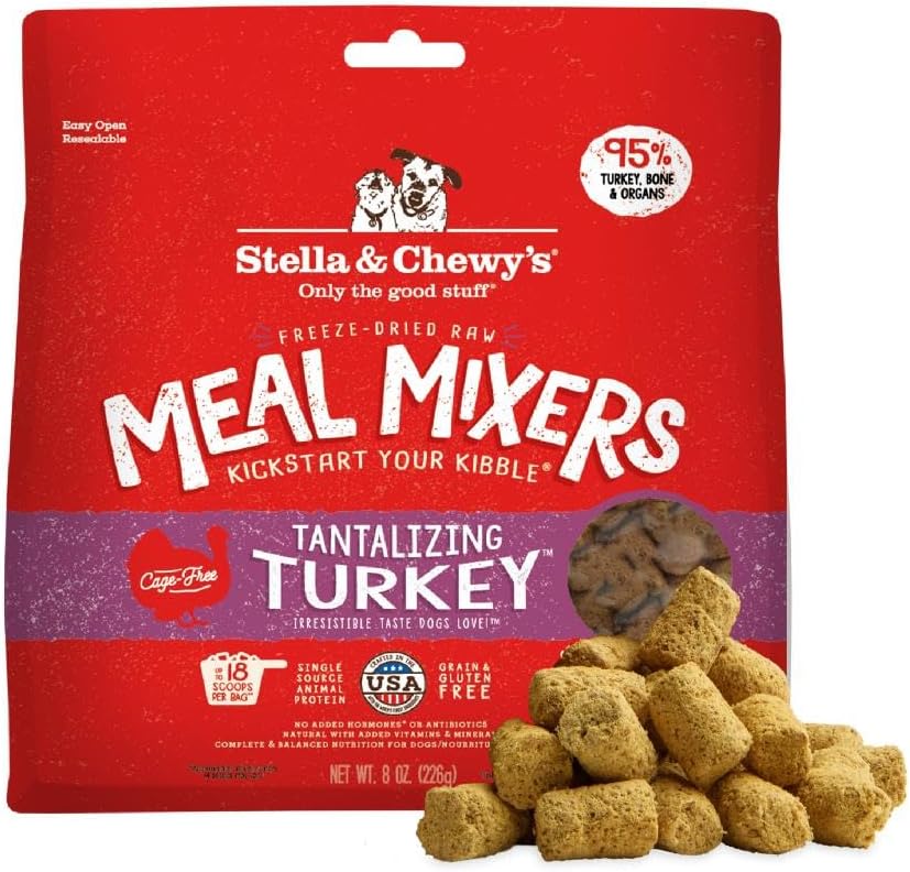 Freeze-Dried Raw Tantalizing Turkey Meal Mixers- Dog Food Topper and Mixer - Made with 95% Cage-Free Turkey, Organs & Bone - Perfect for Picky Eaters - Grain-Free - 8 oz