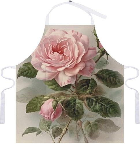 Miniatura 7 de Personalized Vintage Beautiful Rose Adult Apron, Kitchen Cooking Aprons for Woman Man, Adjustable Bib Apron with Pocket for Baking, BBQ Crafting
