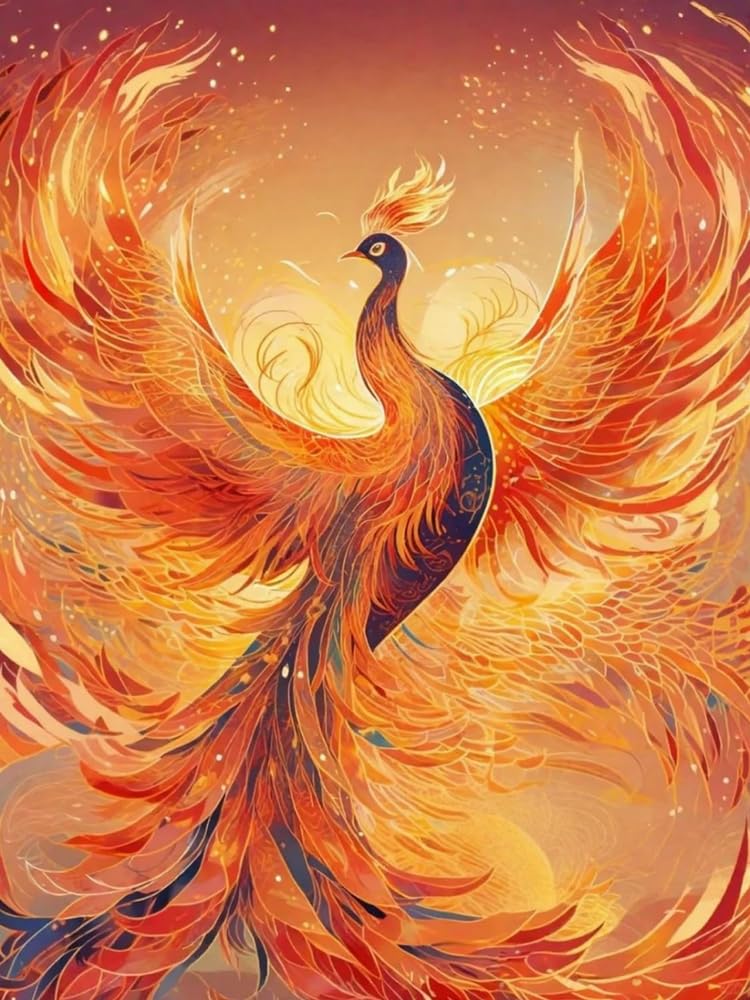 Brennora Cross Stitch Kits for Adults Phoenix 11CT Pre-Printed Stamped Embroidery Kit DIY Handmade Home Wall Décor 40x50 cm