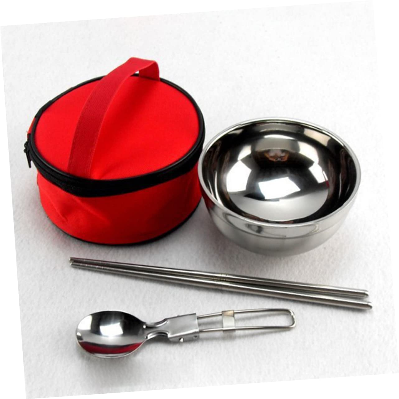 BESPORTBLE 3sets Posate Pieghevoli Inossidabile Per Picnic e Campeggio Ciotola Doppia Isolata e Cucchiaio Utensili Compatti Per Viaggi All Aperto