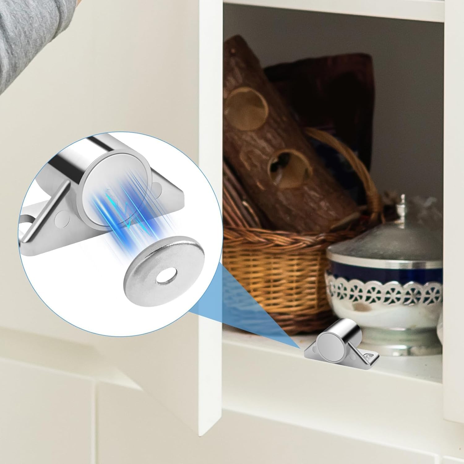 Magnetischer Türschnäpper für Schranktüren, 15 kg, Edelstahl, Magnetverschlüsse für Küchenschrank, Kleiderschrank, Badezimmerschrank, Schublade, Lamelle, Schrank, Möbelriegel, 4 Stück