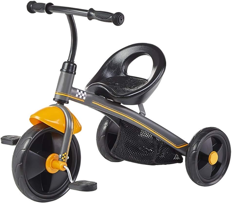 Tricycle Trike, Large Capacity Storage Space Multifunctional Children's Tricycle Foam Wheels, Outdoor Tricycle for 1-6 Year Old Babies, Yellow, 59x72x46cm