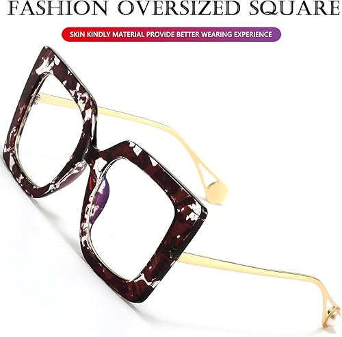 Miniatura 5 de AIEYEZO - Lentes de luz azul de tamaño grande para mujer, antifatiga, previenen el dolor de cabeza, gafas de computadora