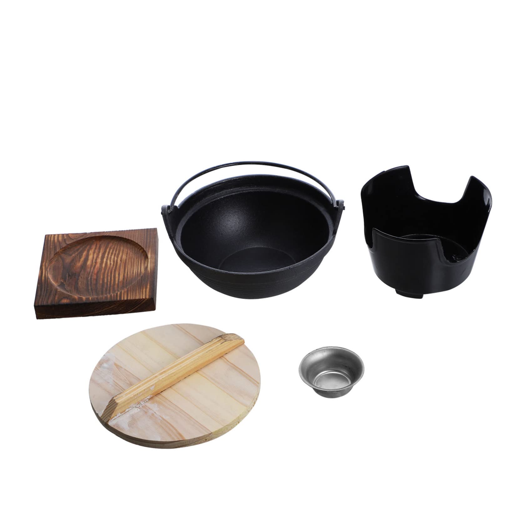 Mikinona 1Set Multifunctional Cast Hot Pot with Stove and Support Plate Non Stick Cooking Pot for Outdoor Camping Picnics and Gatherings and Portable Design