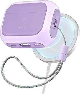 ESR for AirPods Pro 2 Case, MagSafe Charging for AirPods Pro 2nd Generation/1st Gen(20232022/2019), Hybrid Drop Protection, HaloLock Orbit Hybrid Case for Apple Airpod Pro 2 with Lanyard, Lavender
