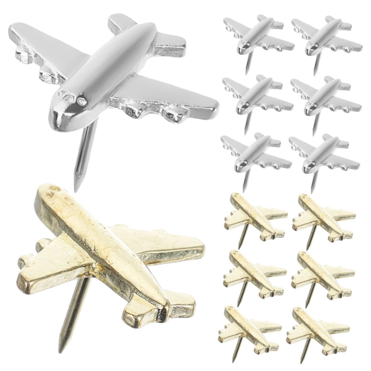 Juego de 4 Chinchetas Decorativas de Metal para Tablón de Anuncios Chinchetas de Avión para Pared Mapas Decorativas Papelería de Oficina Unidades X 4