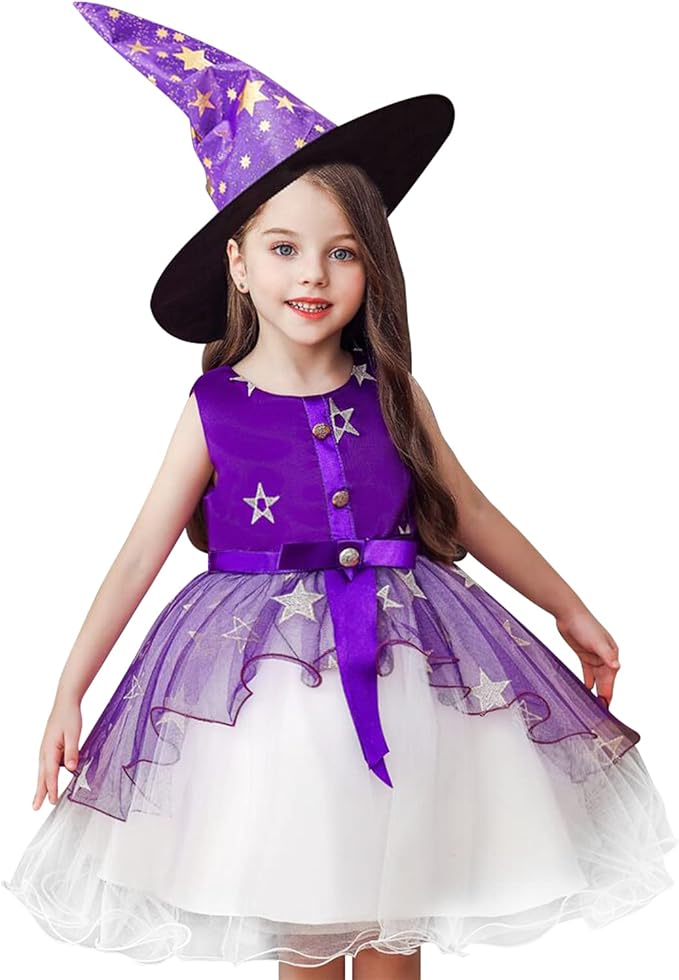 Amazon ハロウィン 魔女 コスプレ ハロウィン コスチューム キッズドレス 帽子 魔女 悪魔 ウィッチ 可愛い ワンピース 子供ドレス 子供 女の子 イベント パーティー 仮装 発表会 演出 キッズコスチューム おもちゃ