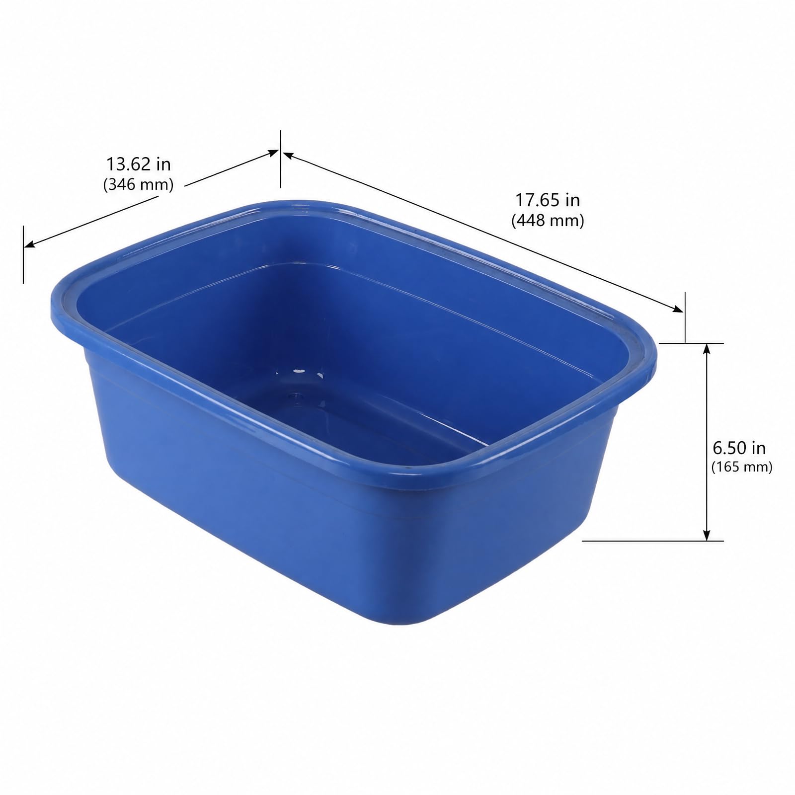 Lot de 2 lavabos rectangulaires en plastique de 18 litres, pour la maison, la cuisine (bleu)