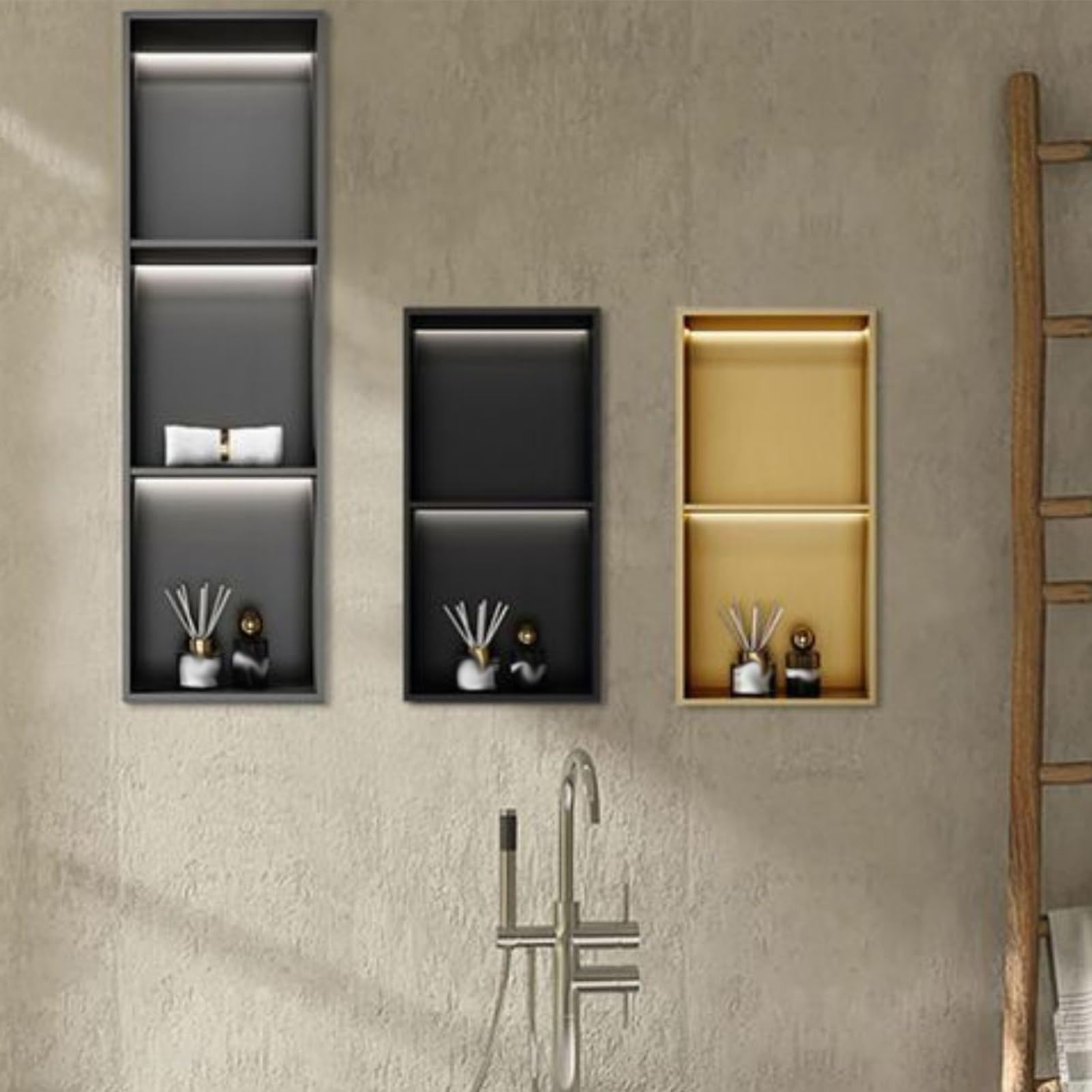 Edelstahl-Regal, Wandmontage, Trennwand für Badezimmer, Metall, TV-Ständer für Studio, Wohnzimmer, Clubhaus, Büro (Abmessungen:90 x 28 cm)