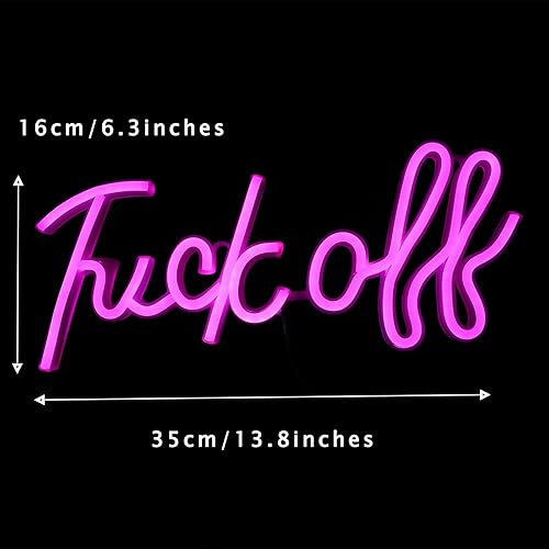 Miniatura 4 de WIOSOUL Letreros de neón con texto en inglés "Fuck Off", letras rosas para decoración de pared, palabras, letrero de barra de neón, letrero de barra