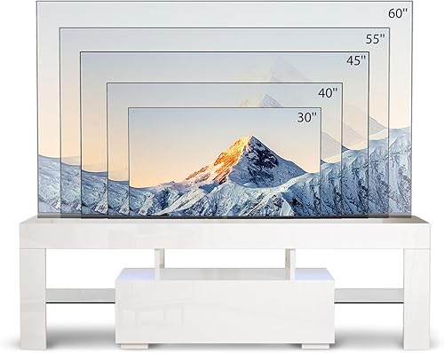 Miniatura 7 de VINGLI Soporte de TV LED de 51 pulgadas, centro de entretenimiento moderno de alto brillo con luces LED y almacenamiento para TV de 40435055