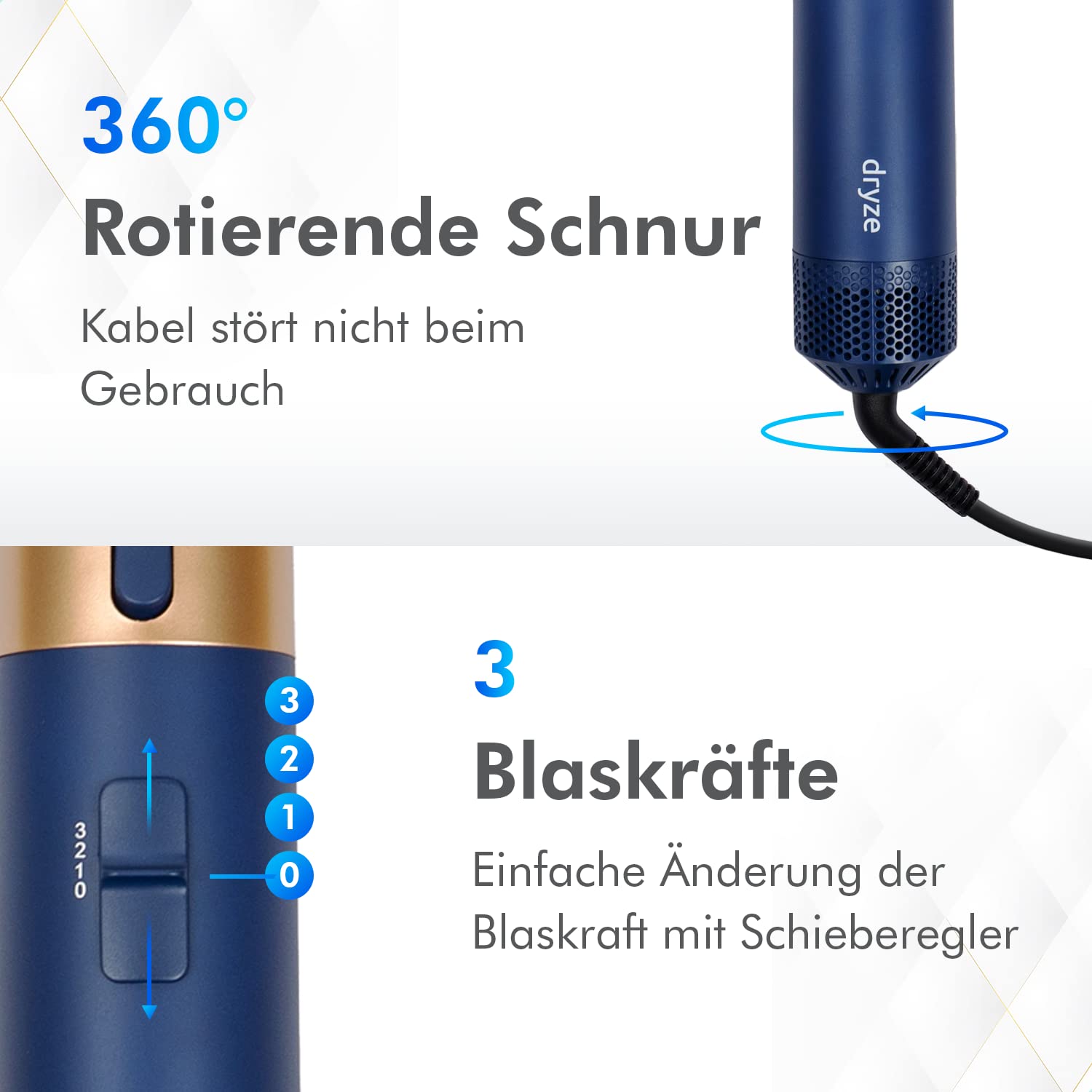 airstyler 5 in 1, lockenstab, haartrockner, warmluftbürste, föhnbürste, föhn… (Vinca Blue)