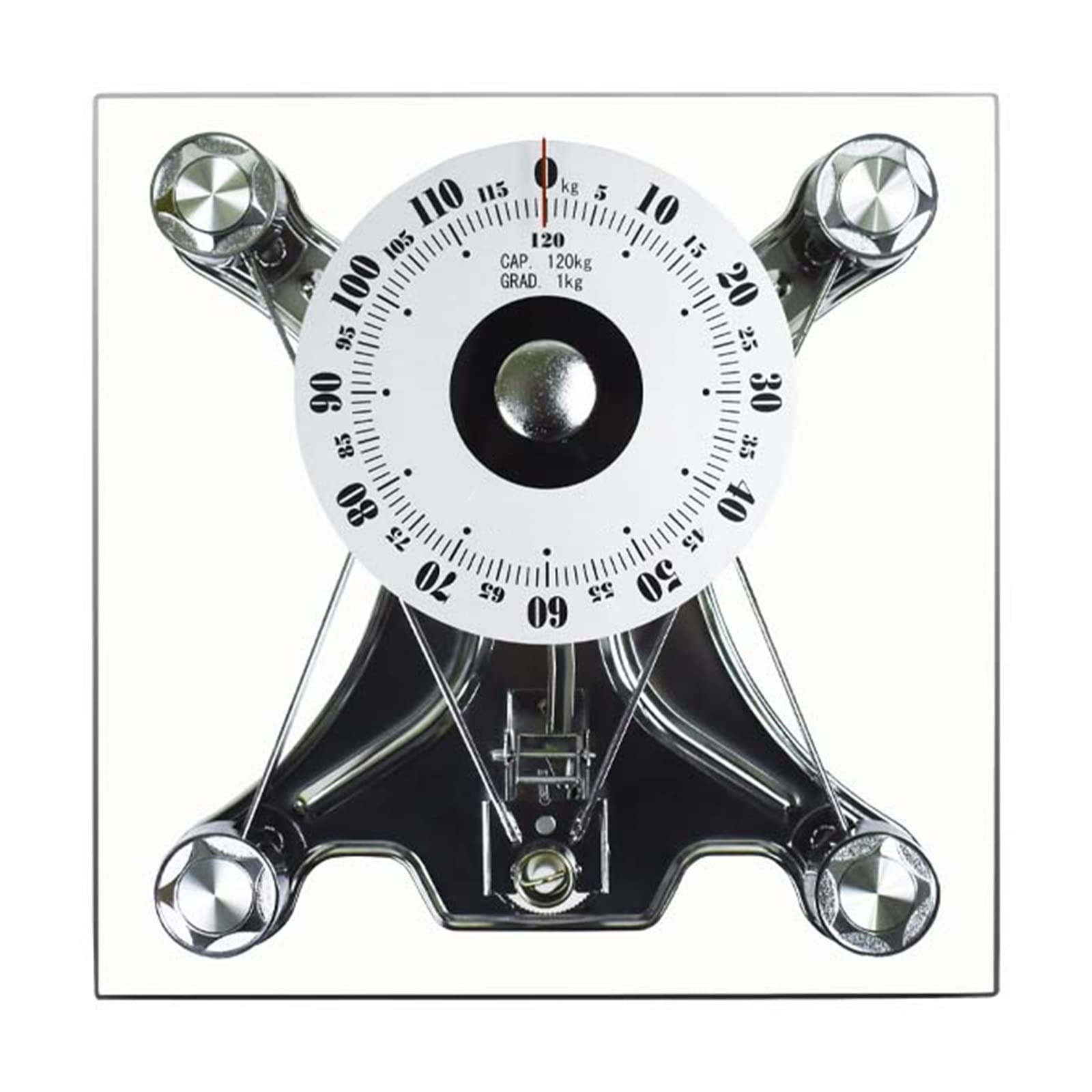 Analoge Personenwaage/mechanische Waage, robuste Plattform aus gehärtetem Glas, analoges Zifferblatt, leicht ablesbar, der Fehler kann angepasst Werden, 120 kg Kapazität (Size : Square)