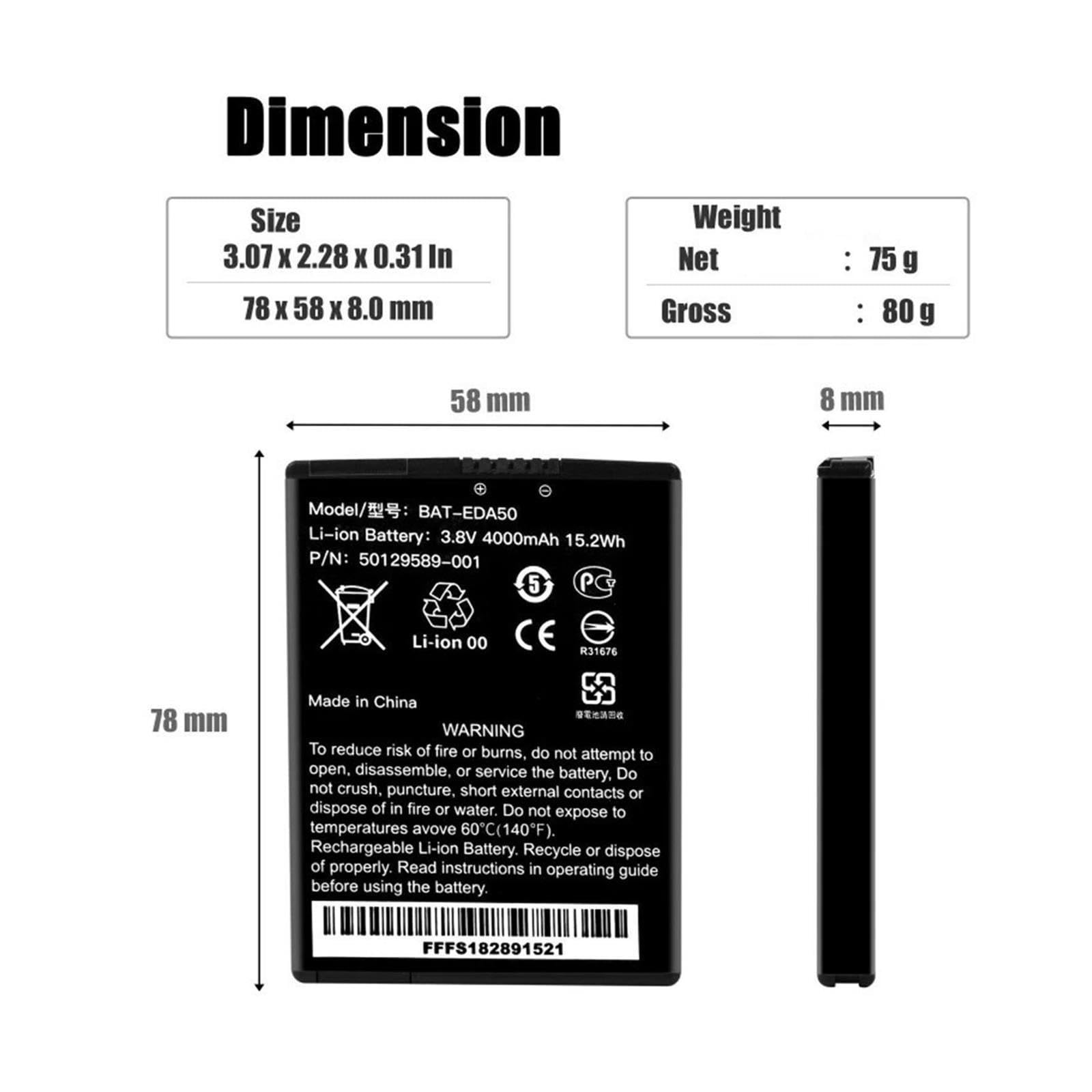 Batería De 4000mAh BAT-EDA50 For Honeywell EDA50 EDA50hc EDA40 EDA50k