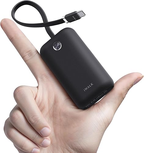 iWALK Mini cargador portátil de 10,000 mAh, 22.5 W USB-C de carga rápida con cable integrado, batería ultra pequeña esencial de viaje compatible con