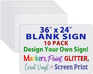 36" x 24" Blank Corrugated Plastic Yard Signs, Waterproof, Heavy Duty Outside Bulk White Sign Boards (36x24 White - 10 Pack)