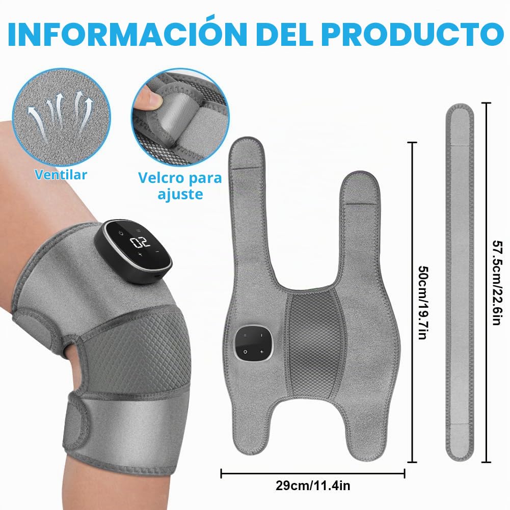 Vicloon Masajeador de Rodilla Inalámbrico, Almohadilla Térmica Para Rodilla con 5 Niveles De Calentamiento y 3 Modos de Masaje, 2 en 1 Masajeador Portáti para Dolor y Tensión de Articulaciones