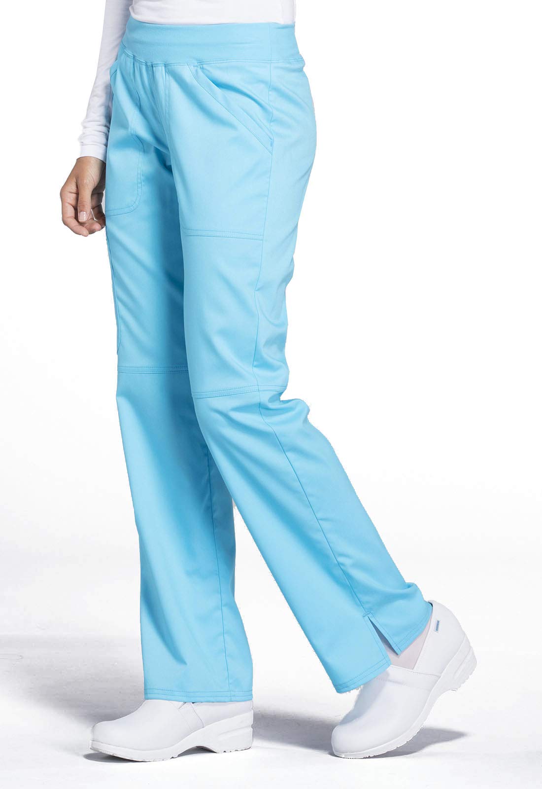 Cherokee Conjunto de uniforme médico para mujer, ajuste clásico moderno WW610 con pantalón de pierna recta de tiro medio, WW110, turquesa, talla M y pantalón alto L