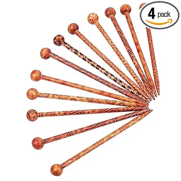 SIWAN | Wooden Hair Juda Sticks Bun Hair Sticks for Women and Girls Hair Accessories Pack of 4
