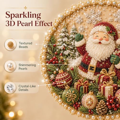 Tictoyo Four Seasons & Holiday Pearl Art Hanging Wreath Kit DIY Seasonal Diamond Craft Set for Adults Beginners Holiday Handcraft Decorative Craft Gift for Front Door Window Wall Home Decor — view 3