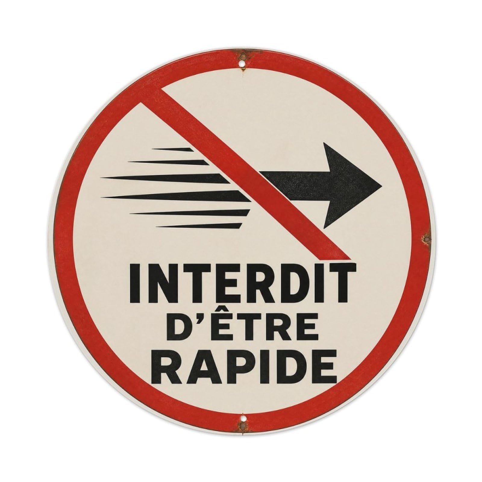 Olyhtr 8X8inch Classic Style No Speed Social Satire French Traditional Typography Metal Tin Sign