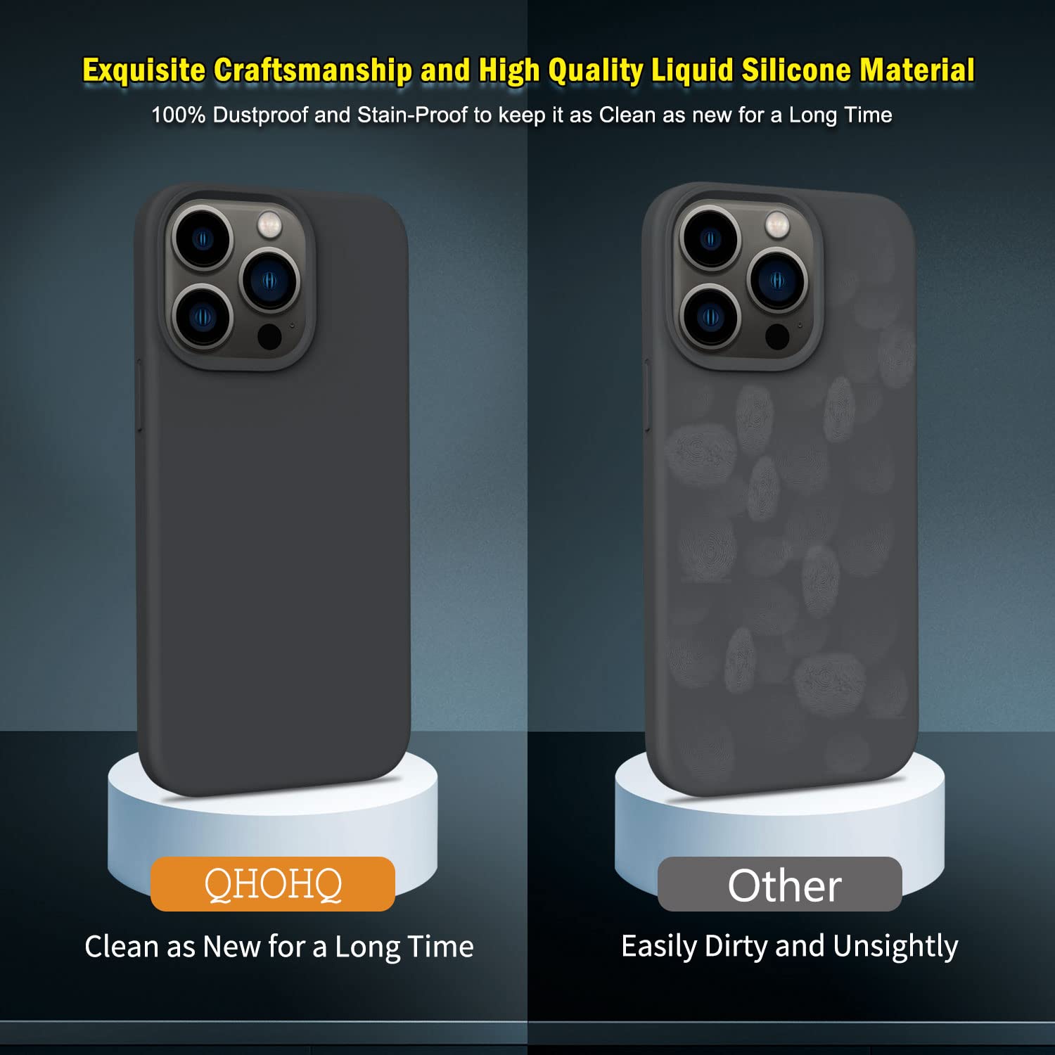 QHOHQ [5 in 1 for iPhone 14 Pro Max Case, with 2X Screen Protector + 2X