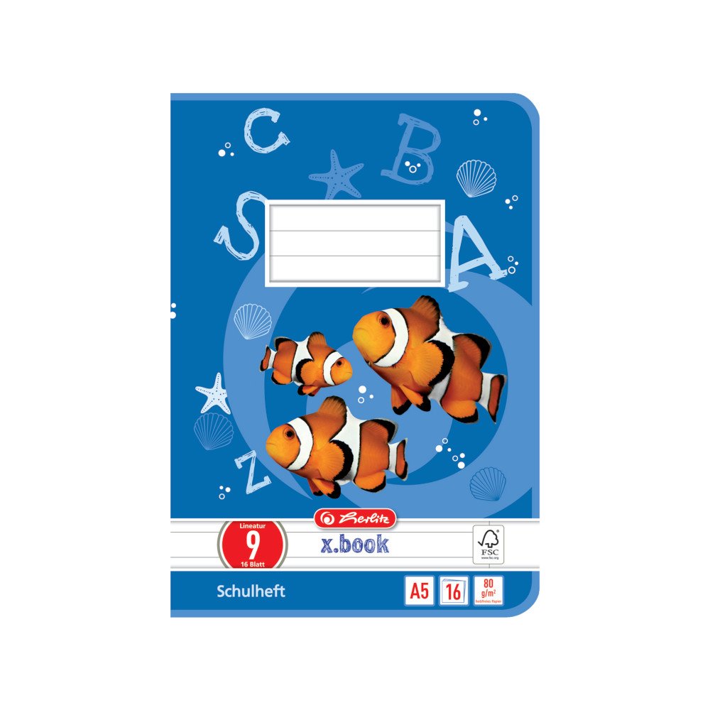 Herlitz Notepads A5 Coloured Sheets FSC Mixed Wood Pack of 10 with Motif Assorted Colours A5/16 Ruling 09 (Lined with Margin)