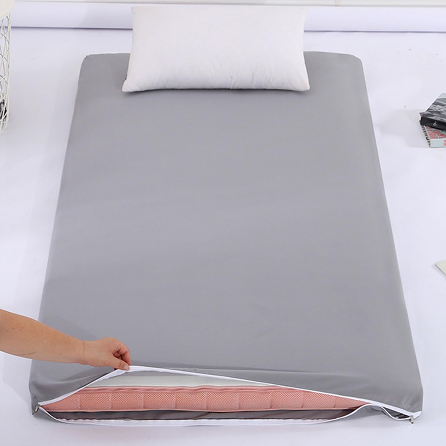 Greyb,150x190cm, Futon Copertura Materasso Pavimento con Cerniera Futone Slipcover Avvolgimento Completo Futon Giapponese Tradizionale Materasso Protettore Copertura Materasso Tatami