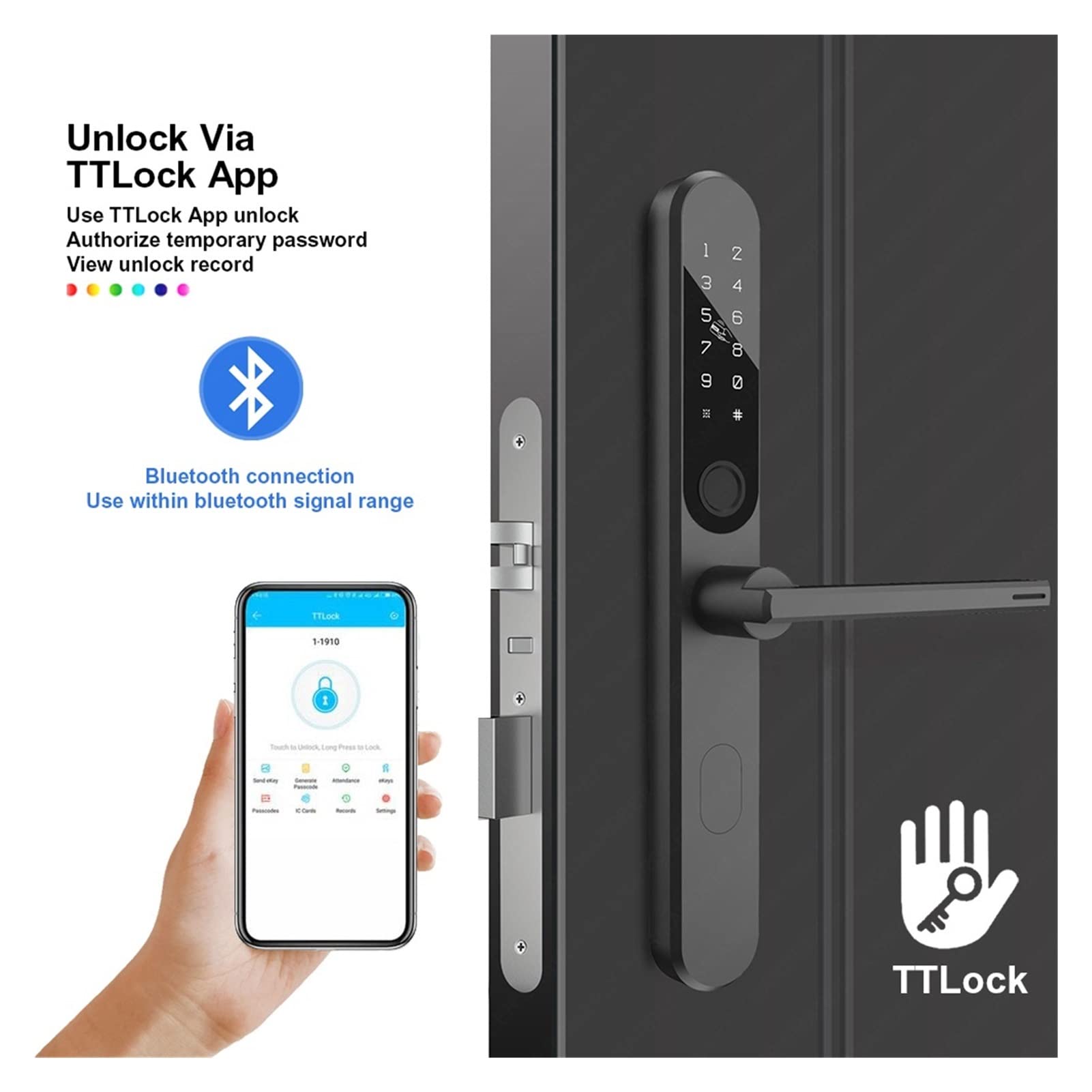 Serratura intelligente, Bluetooth Smart Door Lock for blocco delle impronte digitali universale a destra/sinistra con impronta digitale/password/app(Silver)